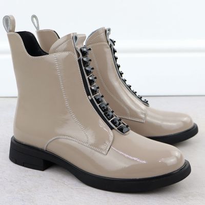 3. Damen-Ankle-Boots aus Lackleder in Beige, D&A S.Barski Premium Kollektion MR52-108
