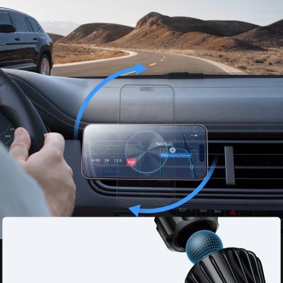 11. Joyroom Magnetische Autohalterung mit kabellosem Ladegerät 15W für Lüftungsschlitze Schwarz (JR-ZS240 Pro)