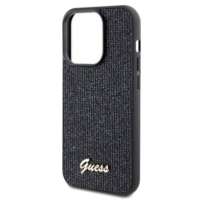 6. Guess Disco Metal Script Hülle für iPhone 14 Pro – Schwarz