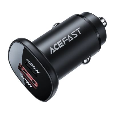 12. Acefast Autoladegerät 38W USB Typ C / USB, PPS, Power Delivery, Quick Charge 3.0, AFC, FCP schwarz (B1 schwarz)