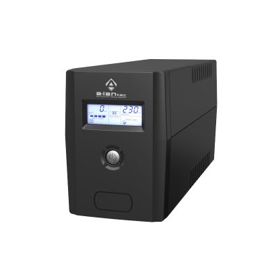 USV 800 VA/480 W, 220 V/50 Hz, Tower-Gehäuse, LCD-Display, 2 × CEE 7/3, USB, VRLA-Akku 1 × 9 Ah, USB-AB-Kabel 1,2 m, CEE-7/7-Netzkabel 1,4 m, ALANTEC