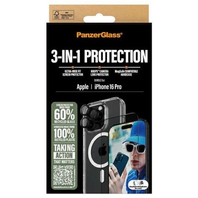 6. PanzerGlass Bundle 3-in-1 transparente Hülle + Schutzfolie + Kameraglas für iPhone 16 Pro