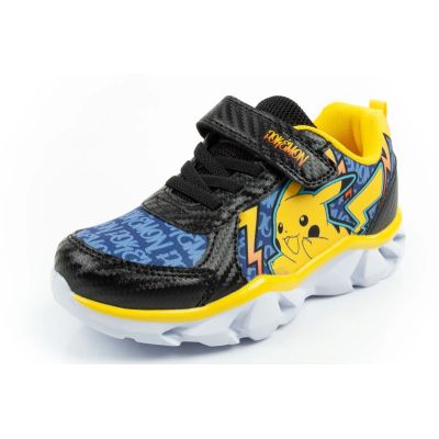 3. Leomil Kinder-Sportschuhe Pokémon-Sneaker, leicht, mit Klettverschluss und LED-Beleuchtung, schwarz-gelb
