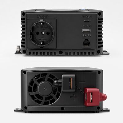 10. Qoltec Sinus-Spannungswandler | 12 V auf 230 V | 500/1000 W | LCD | USB | USB-C | Kompatibel mit LiFePO4-, GEL- und AGM-Akkus