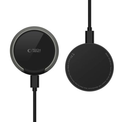 4. Tech-Protect QI15W-A33 induktives Ladegerät mit MagSafe und Ständer mit USB-A/USB-C-Kabel – Schwarz