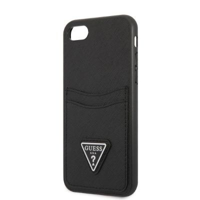 6. Guess GUHCI8PSATPK iPhone 7/8 SE 2020 / SE 2022 Hardcase schwarz/schwarz Hardcase Saffiano Triangle Logo Cardslot