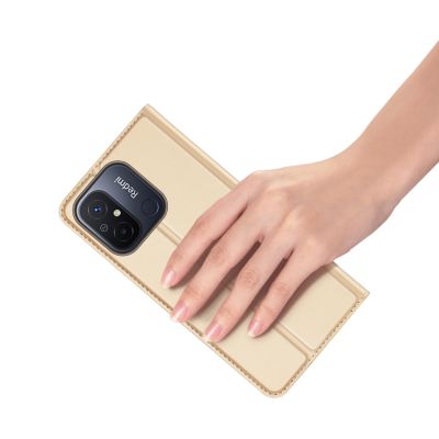 7. Dux Ducis Skin Pro Hülle für Xiaomi Redmi 11A / Poco C55 / Redmi 12C Cover Flip Card Wallet Stand Gold