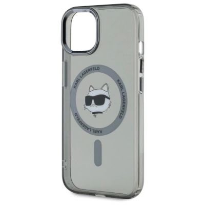 6. Karl Lagerfeld KLHMP15SHLSCHK iPhone 15 6,1" schwarz/schwarzes Hardcase IML Metal Choupette Head MagSafe