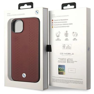 8. Hülle BMW BMHCP14S22RFGR iPhone 14 6.1" Burgund/Burgund Leder Rautenmuster