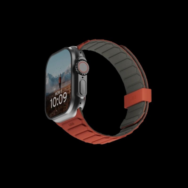UAG Pathfinder Silikon doppelseitiges Magnetarmband für Apple Watch 42/44/45/46/49 mm – Grau-Orange