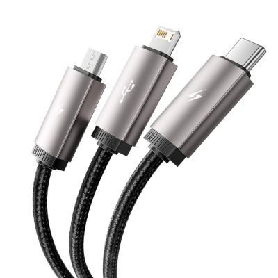 4. Tech-Protect UltraBoost 3in1 USB-A – Lightning /USB-C/Micro-USB 3,5A Kabel 1 m – Grau