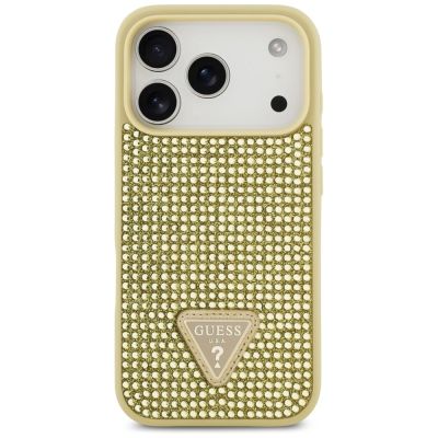 3. Guess Strass Dreieck Logo iPhone 17 Pro Hülle - Gold