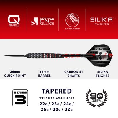4. Harrows RYAN SEARLE SERIE 3 90% Stahlspitzen-Darts