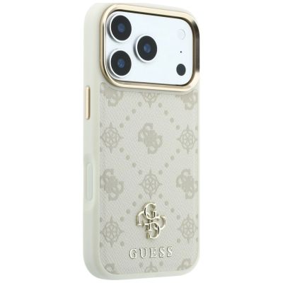 4. Guess Peony 4G MagSafe Hülle mit kleinem Logo für iPhone 17 Pro Max / 18 Pro Max – Beige