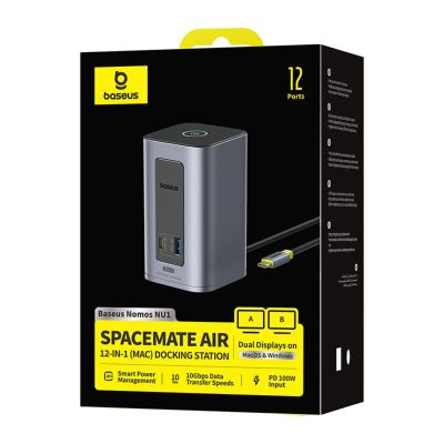 4. Baseus Nomos NU1 Air Spacemate 12-in-1 Dockingstation – Grau