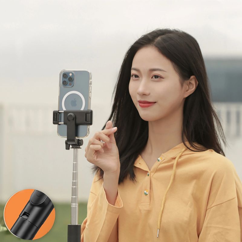 14. Selfie-Stick WHS1Y Teleskopstativ 1 m mit Telefonhalter – Schwarz