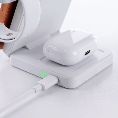 9. Tech-Protect A56 3-in-1 MagSafe 25W Qi2.2 Kabelloses Ladegerät + USB-C / USB-C Kabel 100cm - Weiß