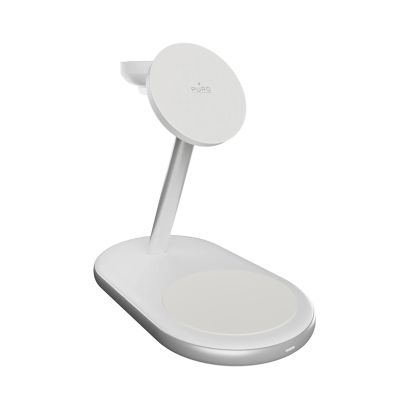 4. Puro Mag Station Qi2 3-in-1 Kabelloses Ladegerät Kompatibel mit MagSafe - Weiß