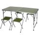 10. Klappbarer Campingtisch 120 x 60 x 70/62/55 cm + 4 Stühle, Grün
