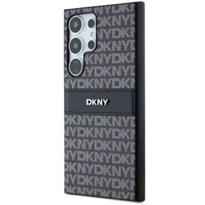 8. DKNY Leder Mono Stripe & Metal Logo Hülle für Samsung Galaxy S24 Ultra – Schwarz