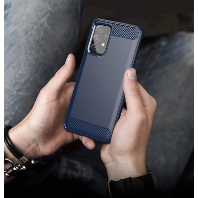 6. Carbon Case Flexibel Handyhülle TPU Schutzhülle für Samsung Galaxy A72 4G blau