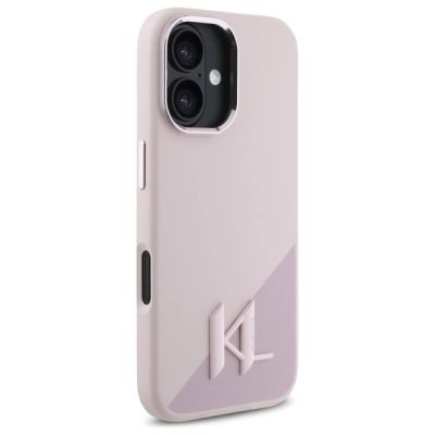 4. Karl Lagerfeld Silikon Shadow Metal Initial MagSafe Hülle für iPhone 16 – Rosa