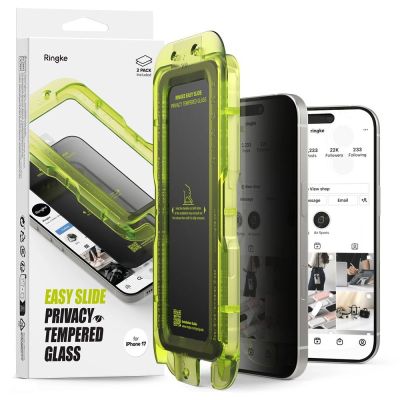 Ringke Easy Slide 2er-Pack Sichtschutzglas für iPhone 17 - Schwarz