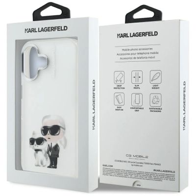 8. Karl Lagerfeld IML Aquarelle Karl & Choupette & Logo iPhone 16 Hülle - Weiß