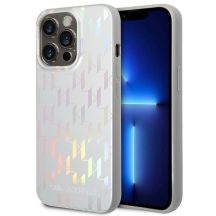 Karl Lagerfeld Monogram Iridescent Hülle für iPhone 14 Pro – Silber