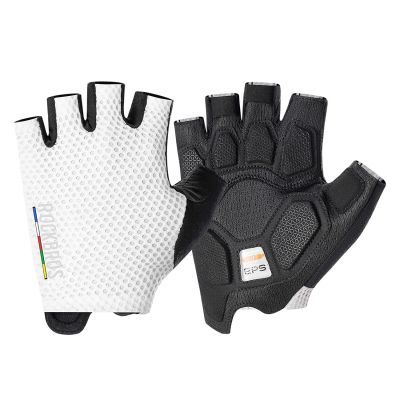 Rockbros TLS004 ROAD TO SKY Kurze stoßdämpfende Fahrradhandschuhe S - Weiß