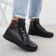 6. Schwarze Damen-Lederstiefeletten mit Keilabsatz Vinceza 39963