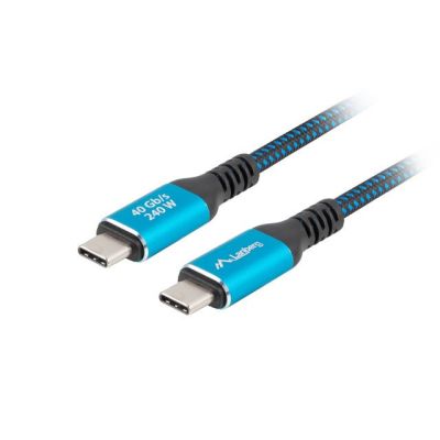 2. LANBERG USB-C-KABEL M/M USB4 0,5 m 240 W 8K 60 Hz SCHWARZ-BLAU