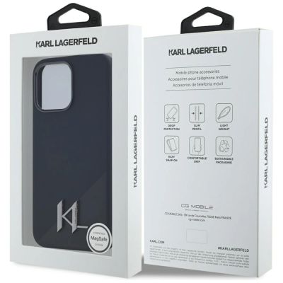 9. Karl Lagerfeld Silicone Shadow Metal Initial MagSafe Case für iPhone 15 Pro Max Schwarz