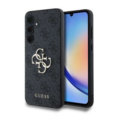 Guess 4G Big Metal Logo Hülle für Samsung Galaxy A35 - Schwarz