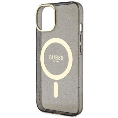 6. Guess GUHMP14MHCMCGK iPhone 14 Plus 6,7" schwarz/schwarze Hardcase Glitter Gold MagSafe