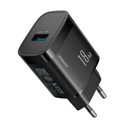 3. Joyroom JR-TF4 18W Wandladegerät mit 3A USB-A - USB-C 1m Kabel - schwarz