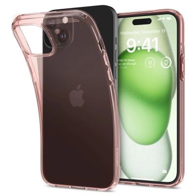 4. Spigen Crystal Flex Hülle für iPhone 15 Plus – rosa und transparent