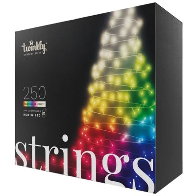 6. Twinkly Strings – 250 RGB+W Lichterkette, transparentes Kabel, Steckertyp F