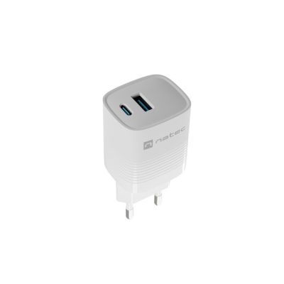 9. NATEC LADEGERÄT RIBERA GAN 1X USB-A + 1X USB-C 30W WEISS NUC-2140