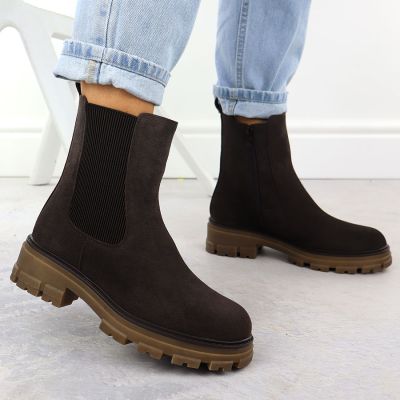 6. Damen-Lederstiefeletten als Chelsea Boots in Schokoladenbraun Sergio Leone TR25733-S