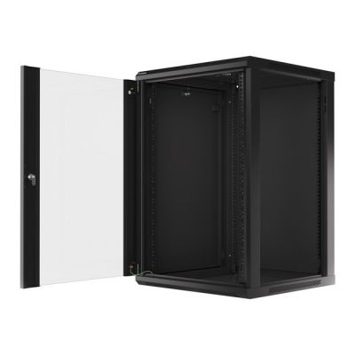 6. Lanberg WF01-6618-10B Rack-Schrank (18 HE; 901 mm / 600 mm / 600 mm; Wandmontage; Glas; 19 Zoll; schwarz)