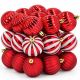 2. Sichere dekorative Kunststoff-Weihnachtskugeln, 27 Stück, 6 cm, rot-weiß, MICA