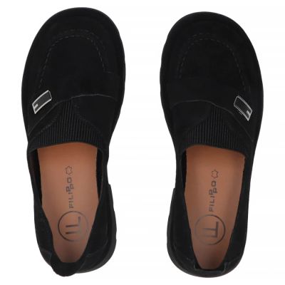5. Damen-Ledermokassins mit Gummiband, schwarz, Filippo DP7947