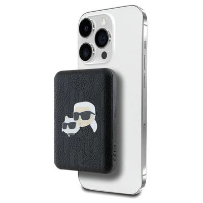 Karl Lagerfeld Induktions-Powerbank KLPB5FPGKSKCHK 16W 5000mAh schwarz/schwarz Karl&Choupette Head Pin MagSafe