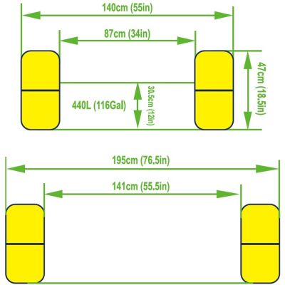 11. Aufblasbarer Familienpool, rechteckig, 2-Ringe, Regenbogen, 195 x 140 x 47 cm, 51470