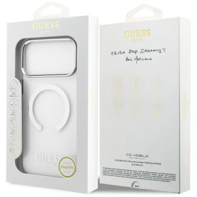 8. Guess Metal Outline MagSafe Hülle für iPhone 17 Pro Max - Silber