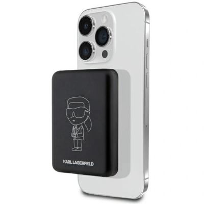 Karl Lagerfeld Ikonik MagSafe 5W 3000mAh Induktive Powerbank - Schwarz