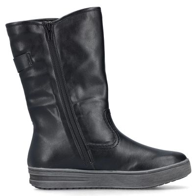 6. Rieker L2580-00 kurze gefütterte schwarze Damenstiefel