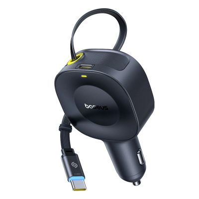 2. Baseus PrimeTrip VR2 30W Kfz-Ladegerät mit einziehbarem USB-C-Kabel – Schwarz