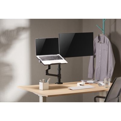 7. GEMBIRD Verstellbarer Schreibtischarm/Monitorhalterung + Notebookständer 17-32 Zoll, VESA 100x100 mm, bis zu 8 kg